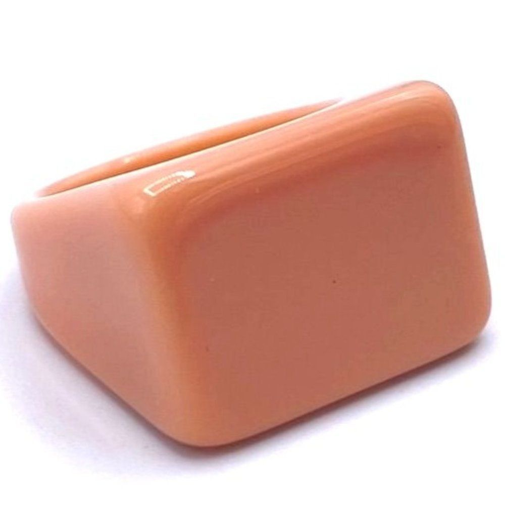 Tan Beige Acrylic Geometric Rectangle Chunky Statement Ring Size 8